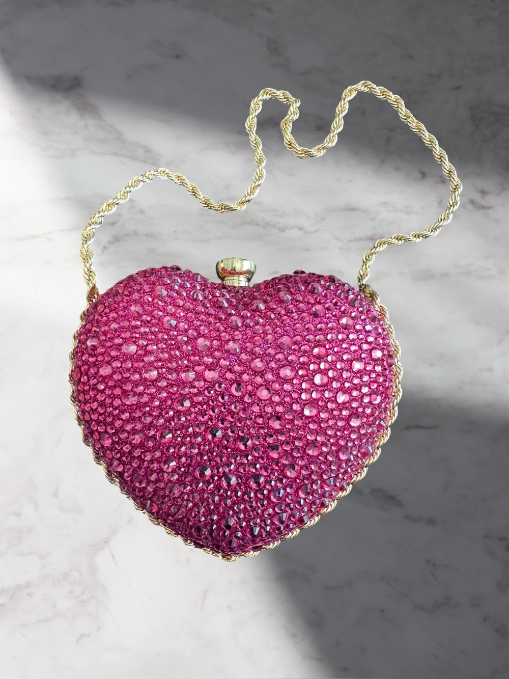 Valentines Rhinestone Hot Pink
Heart Clutch Purse Love
Bag